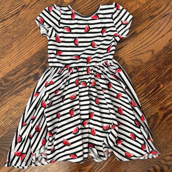 DotDotSmile -  Toddler Girl's Dress - Watermelon Wonder Ballerina Dress in 3/4 - Picture 6 of 7